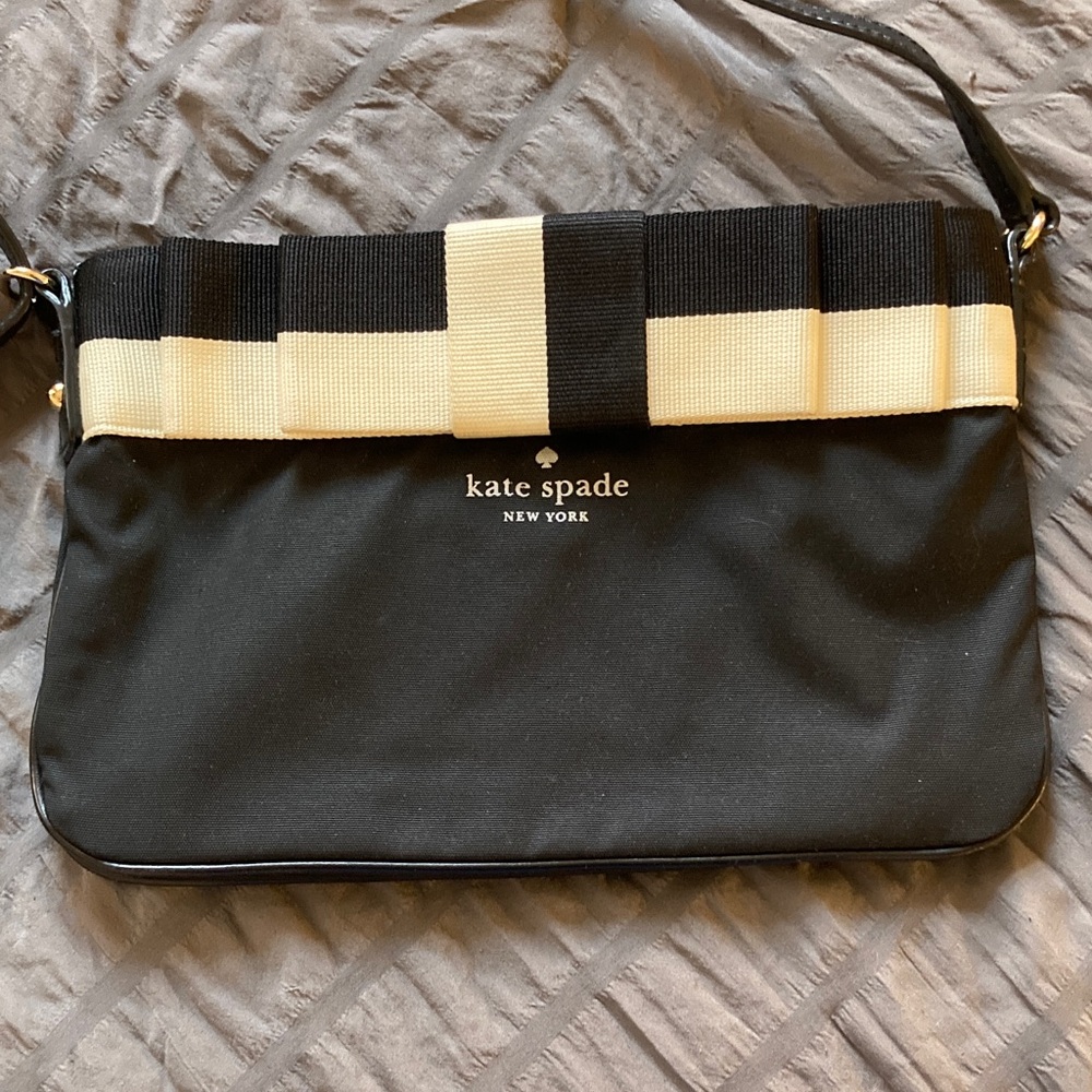 kate spade Black Crossbody with Cream and Black Bow Trim
